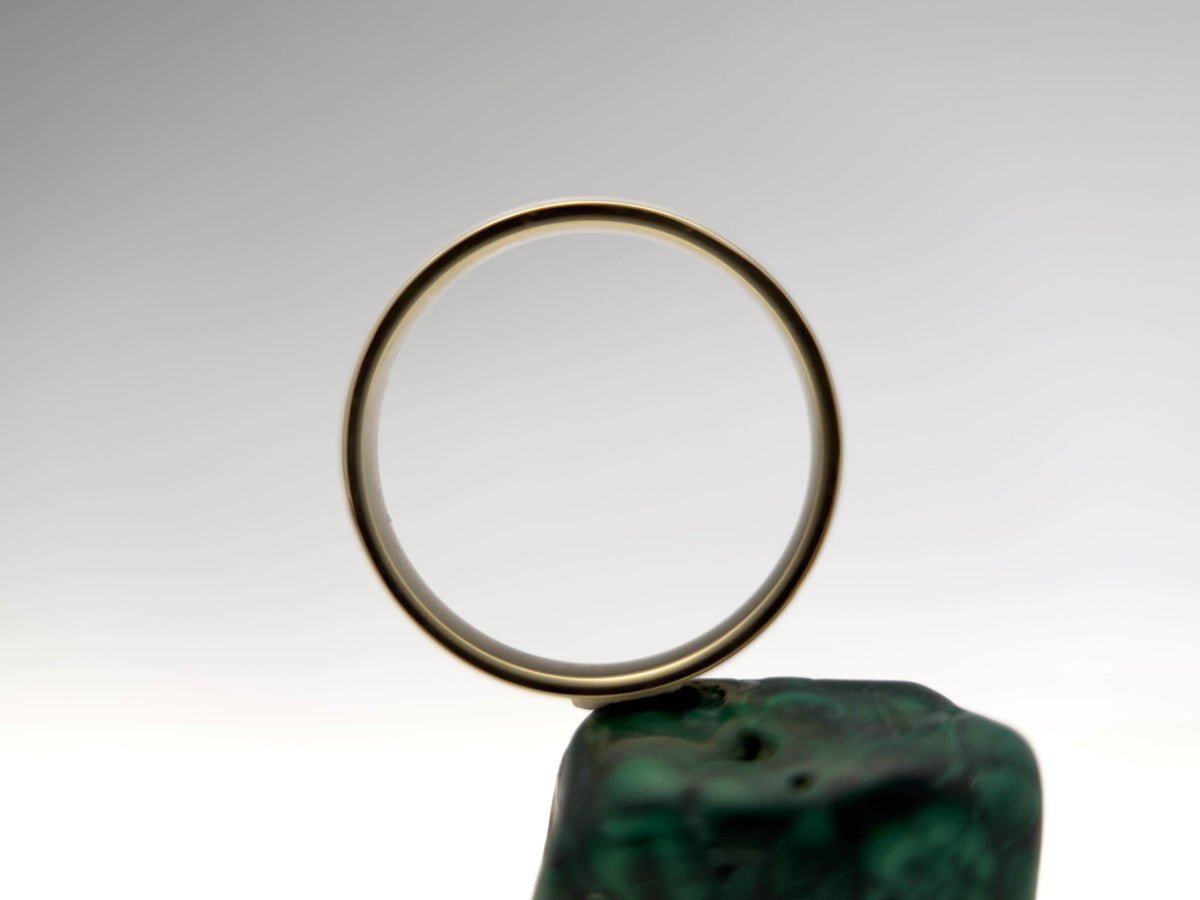 Gold Malachite Ring - Offset Inlay and 22K Gold Leaves