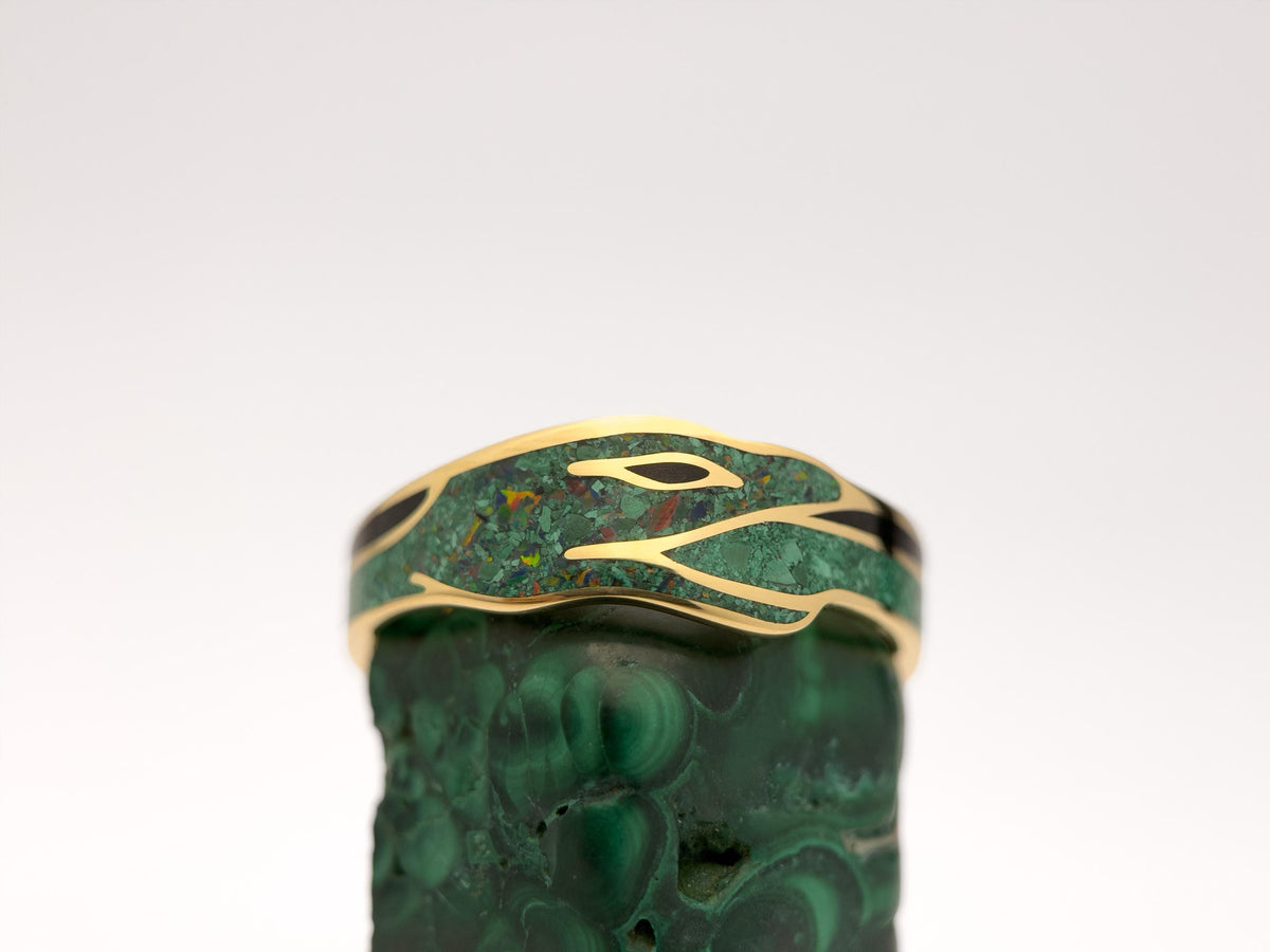 Green Ouroboros - Malachite & Opal & Jet