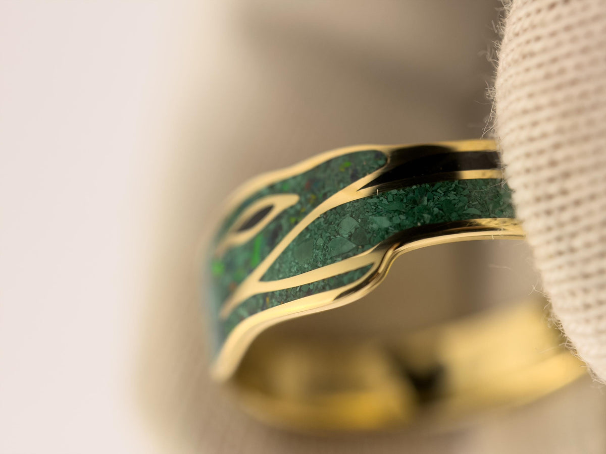 Green Ouroboros - Malachite & Opal & Jet