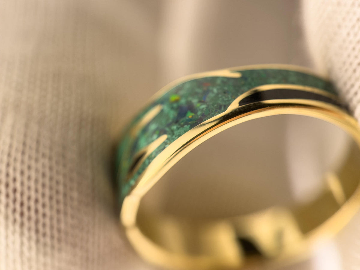Green Ouroboros - Malachite & Opal & Jet