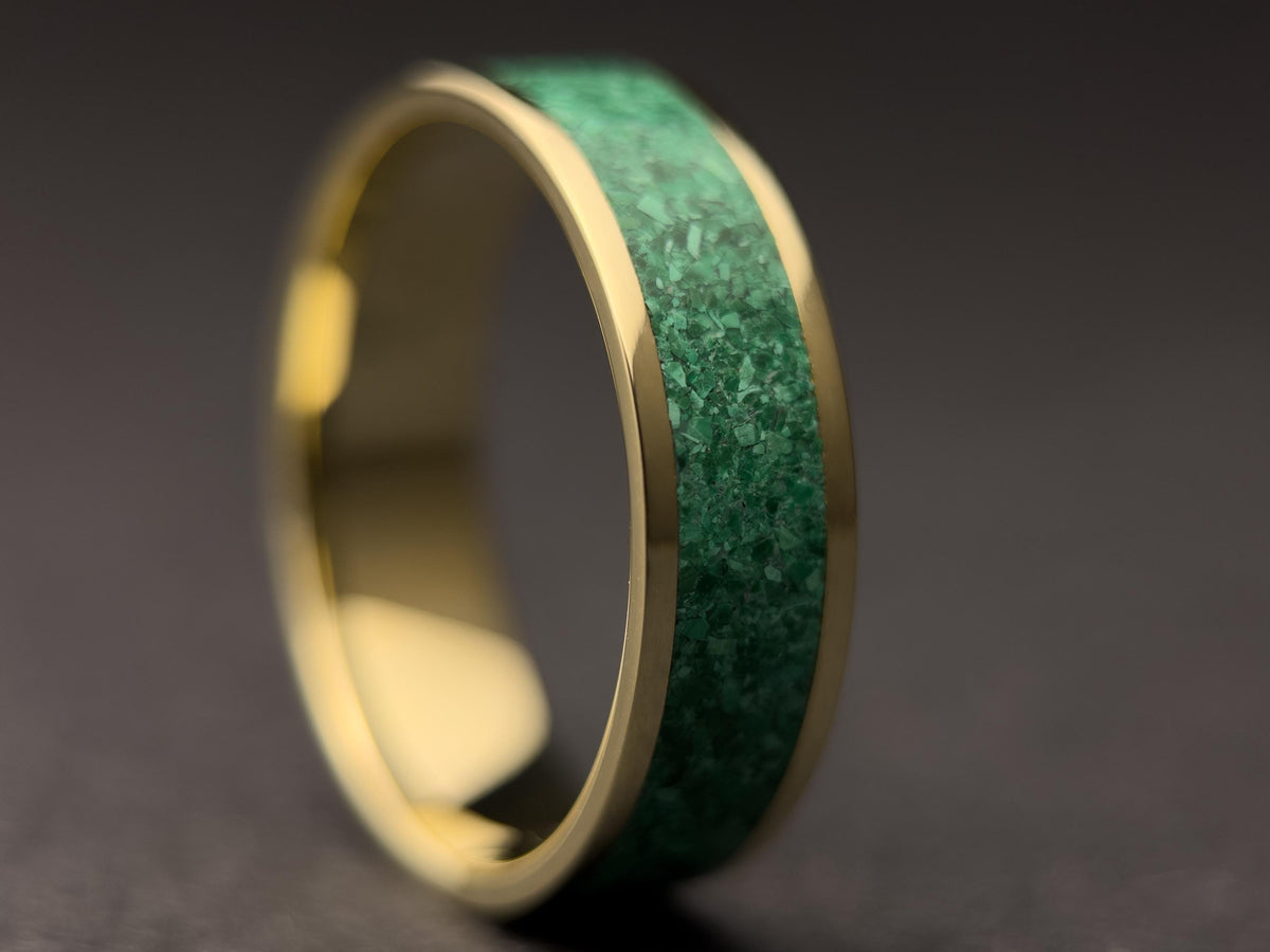 Gold Malachite Ring - Wide Inlay