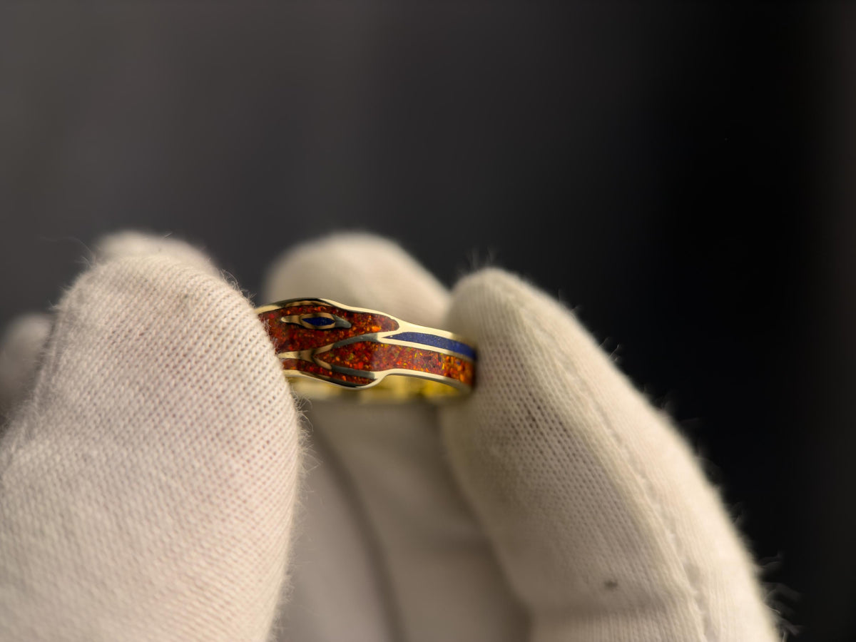 Red Ouroboros - Red Opal & Lapis Lazuli