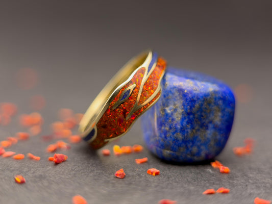 Red Ouroboros - Red Opal & Lapis Lazuli